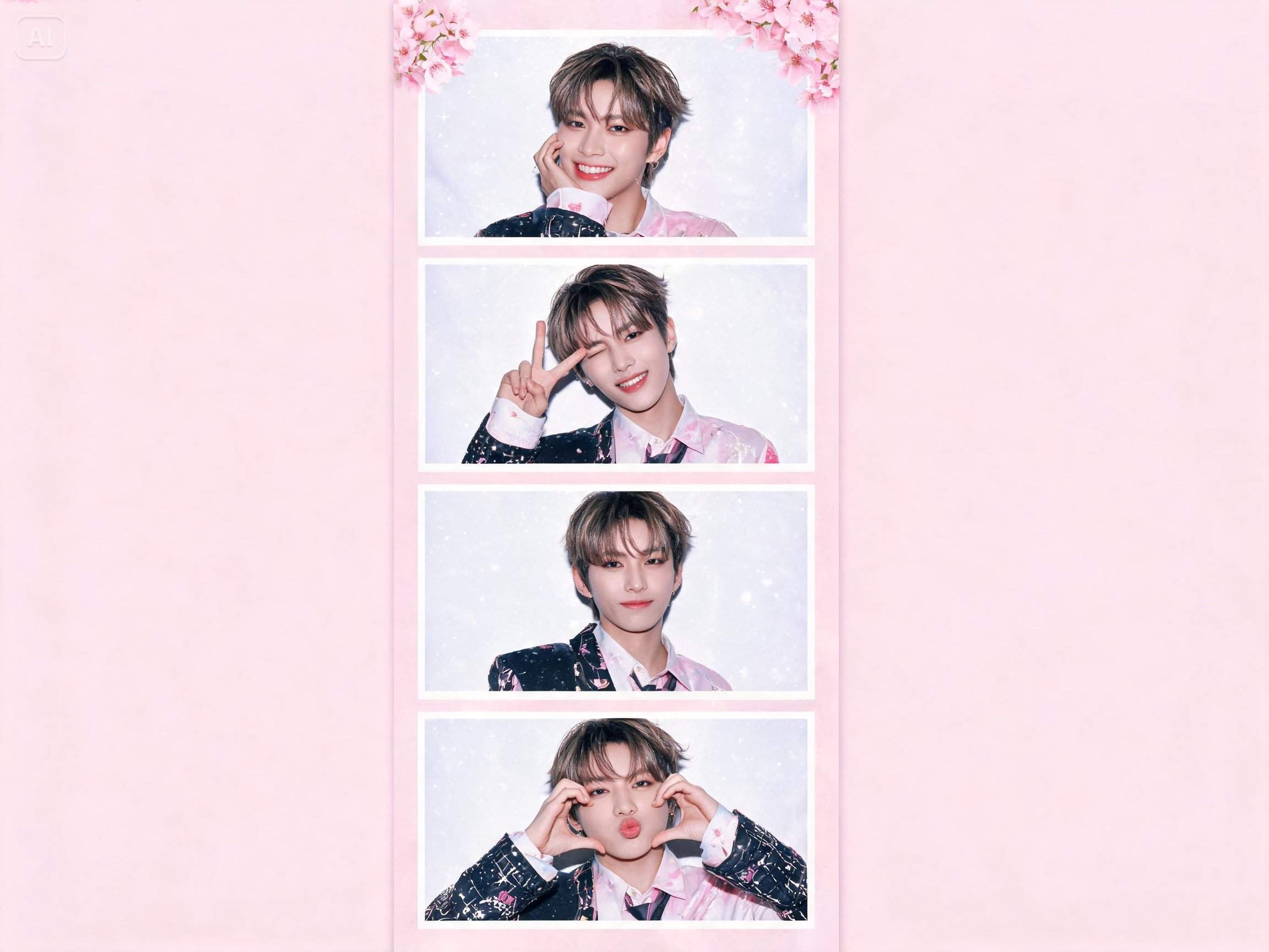 Prompt for a minimal K-pop style four-cut strip
