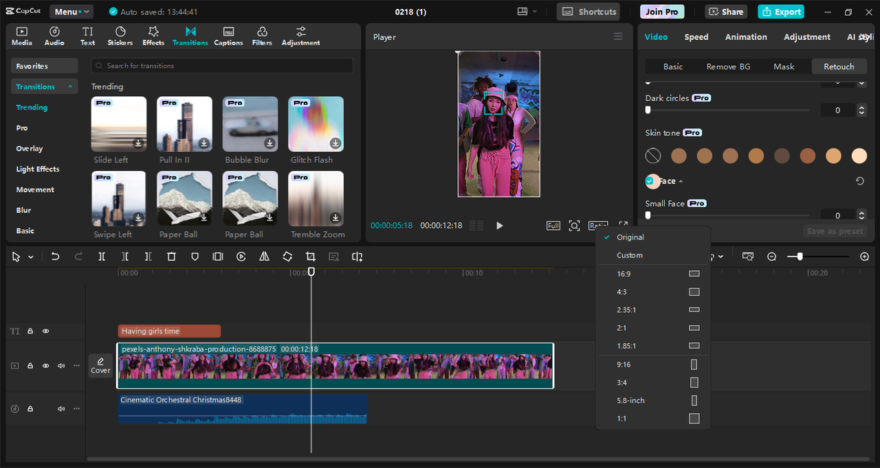 Editing interface of the CapCut desktop video editor - a perfect Instagram reel caption generator