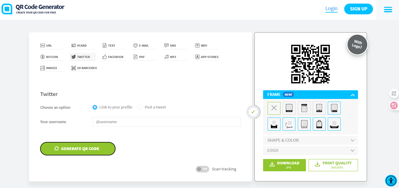 Download the generated QR code