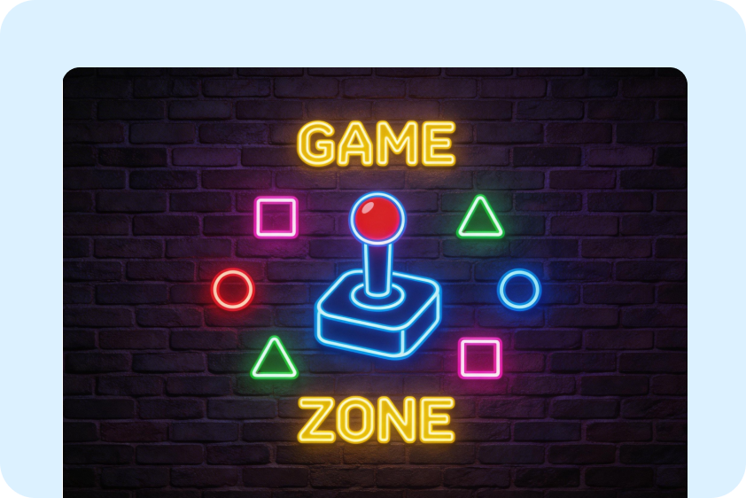 Logotipo de neón para canal de juegos