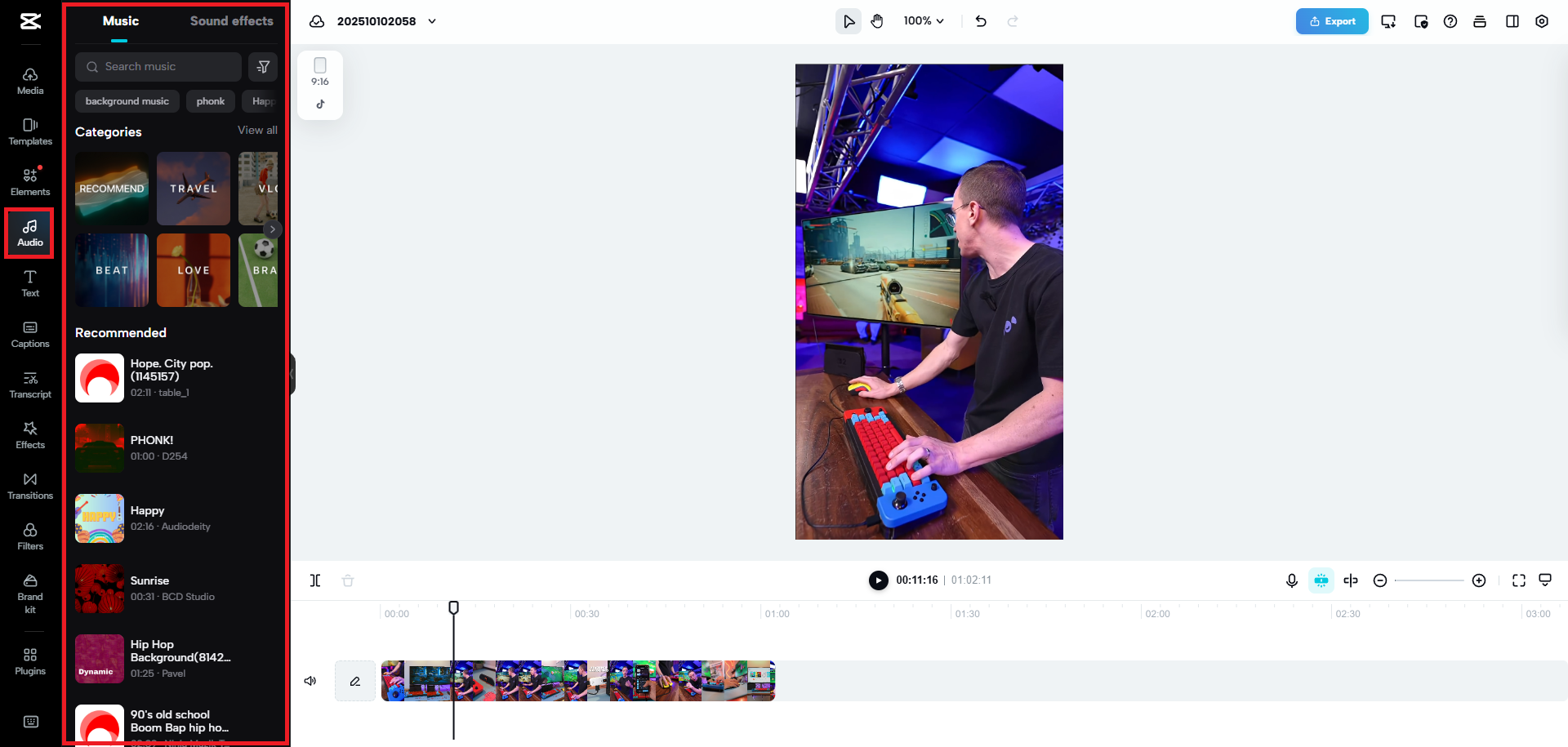 Add music to your video