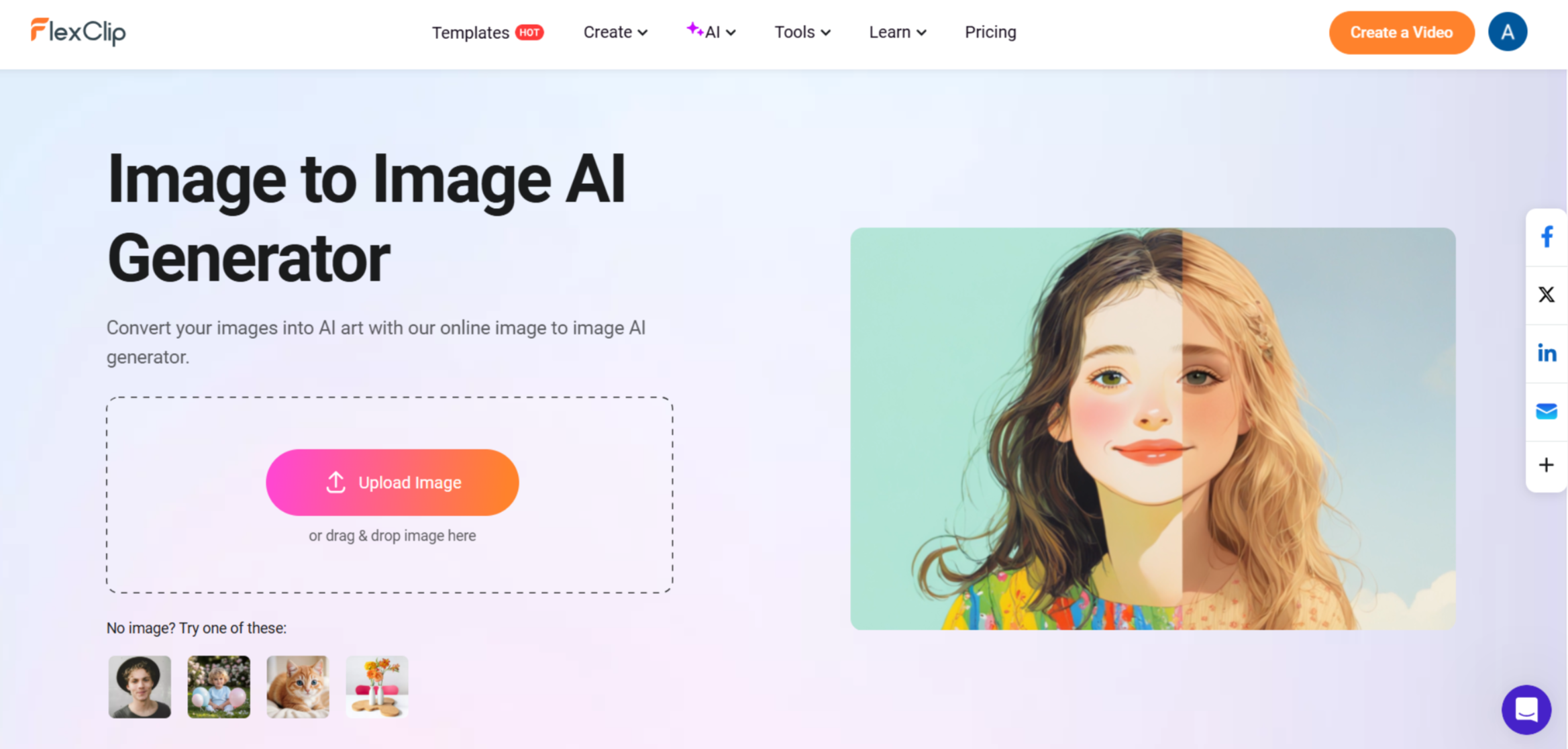 FlexClip-Oberfläche