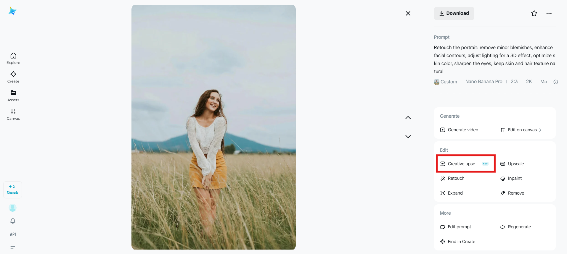 Creative upscale