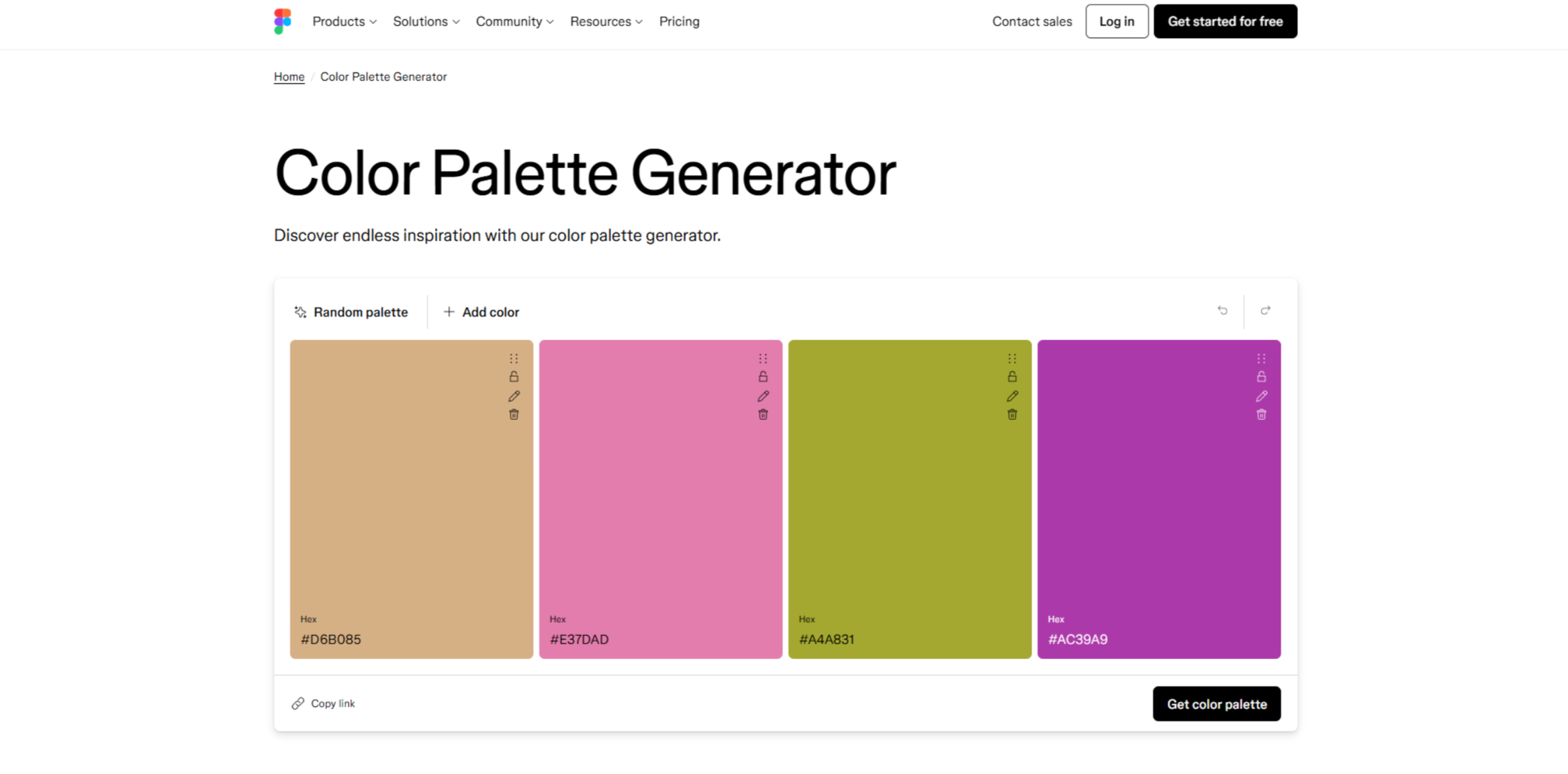 Schnittstelle von Figma - ein vielseitiger Markenfarbpalettengenerator