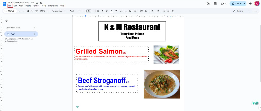 hoe maak je een menu