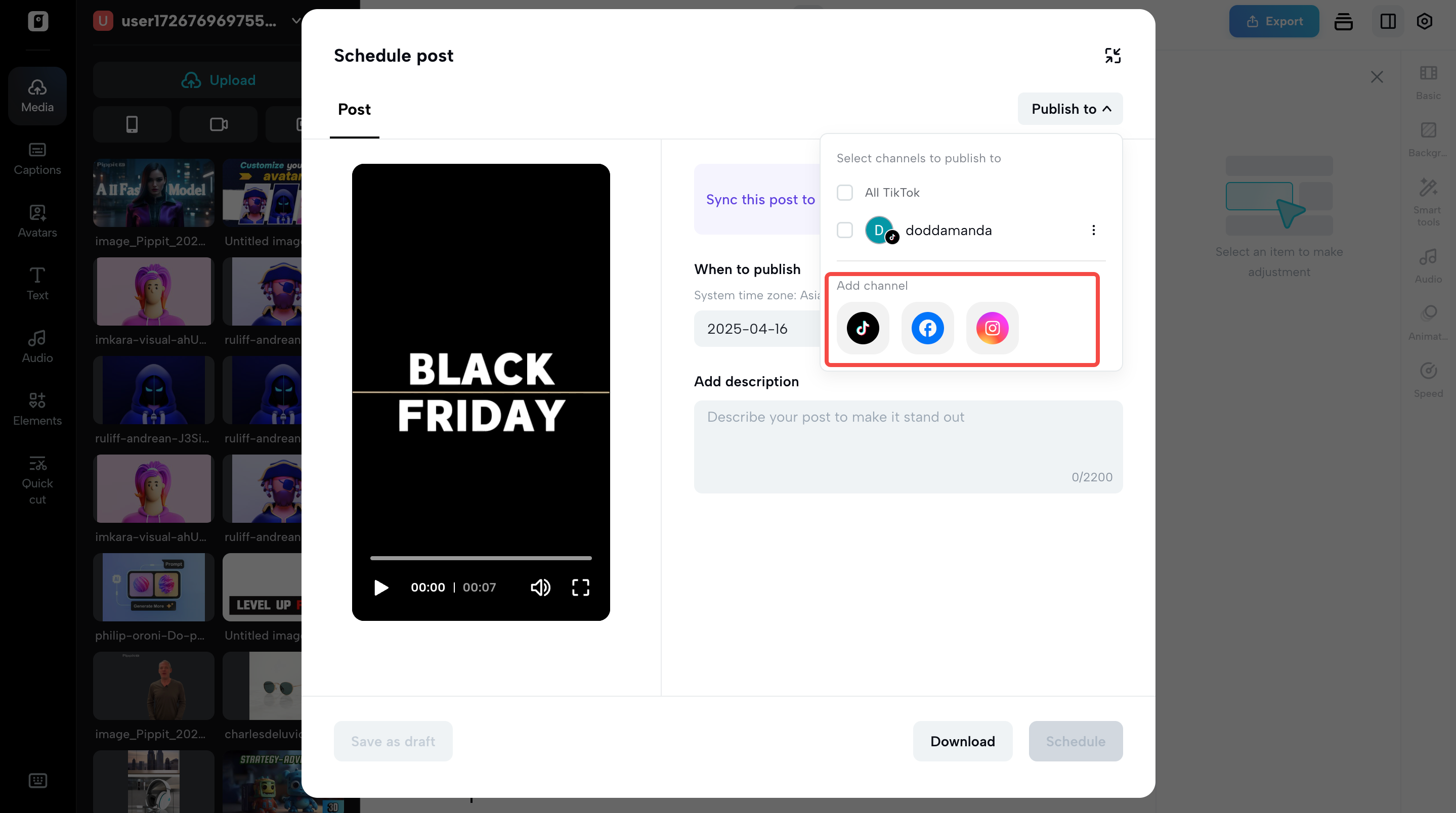 Isang-click na pag-export at pagbabahagi sa maraming platform
