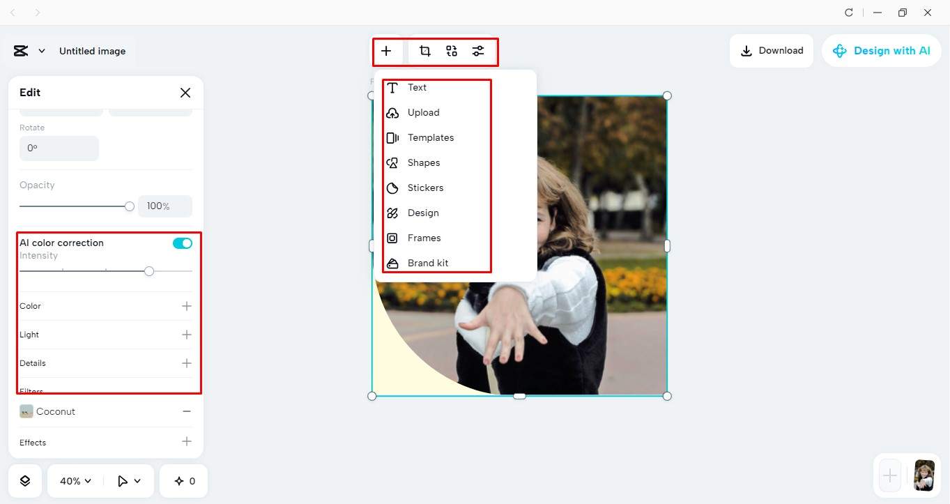 Edit and customize your image in the CapCut