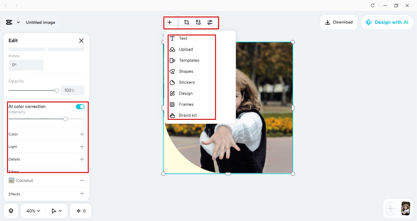 Edit and customize your image in the CapCut