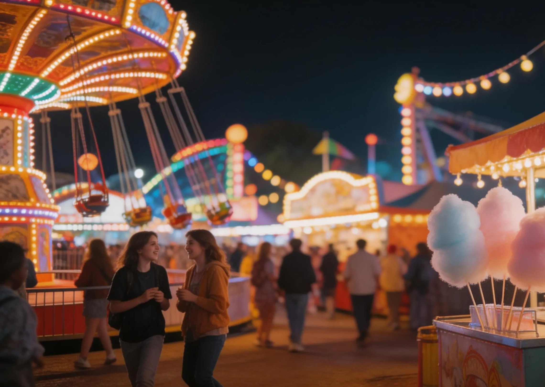 A bustling night carnival