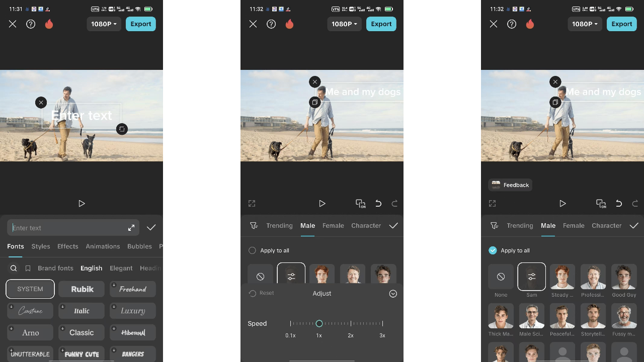 Apply text to speech option