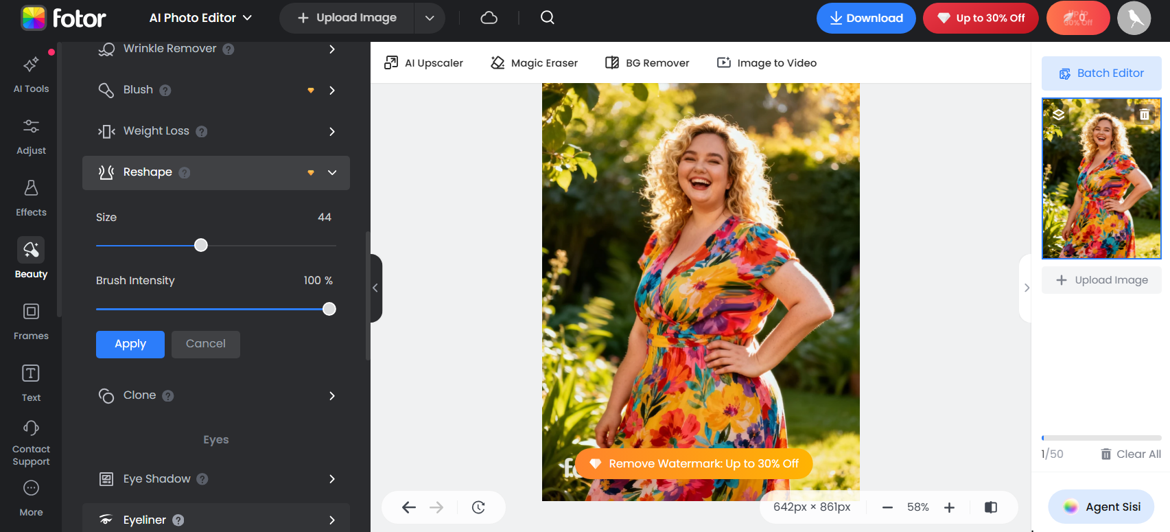 Fotor interface