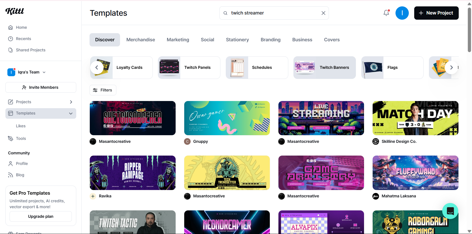 Kittl - an ideal tool to access twitch banner template PSD