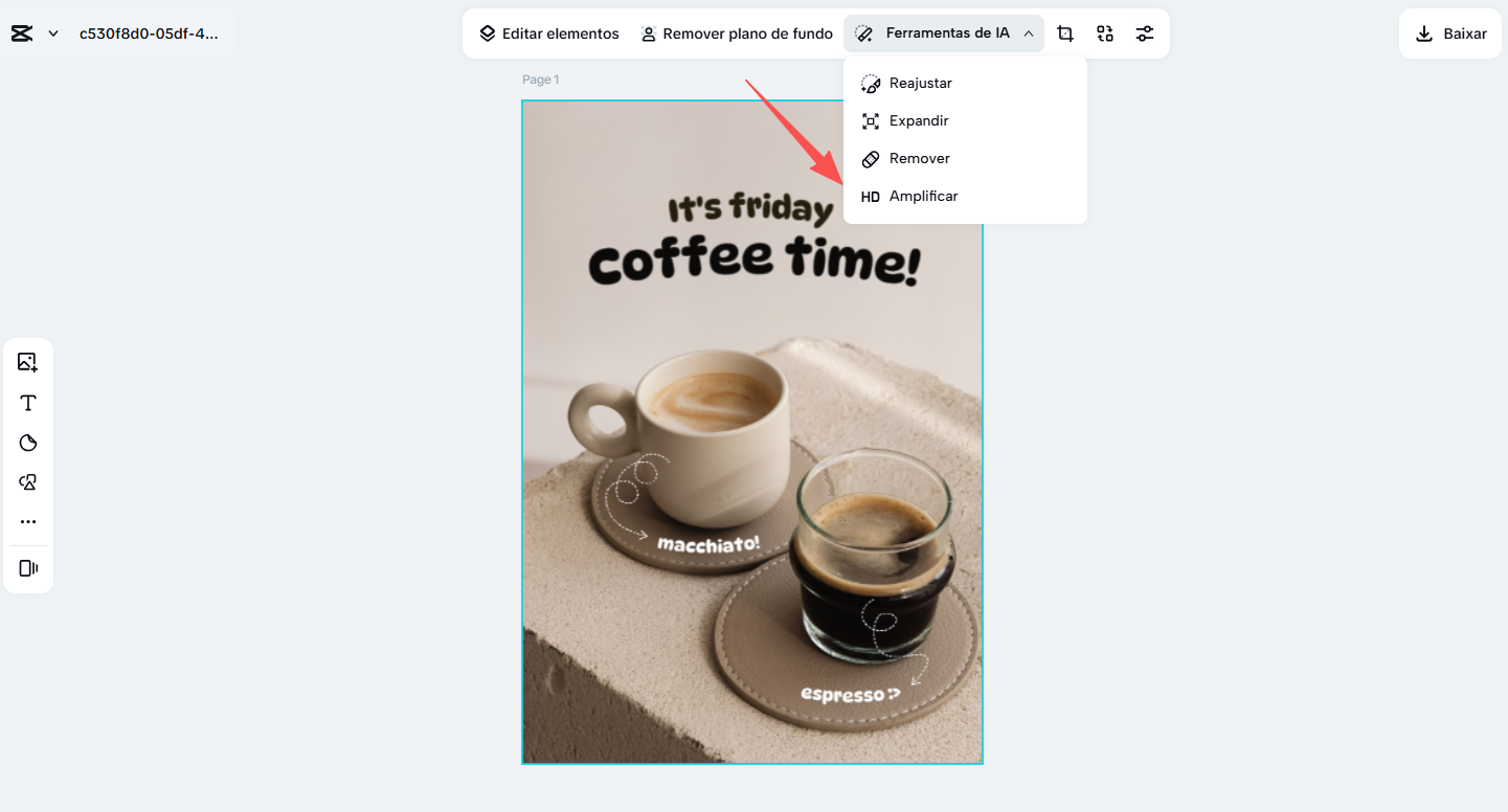 CapCut Aprimoramento de imagem por IA