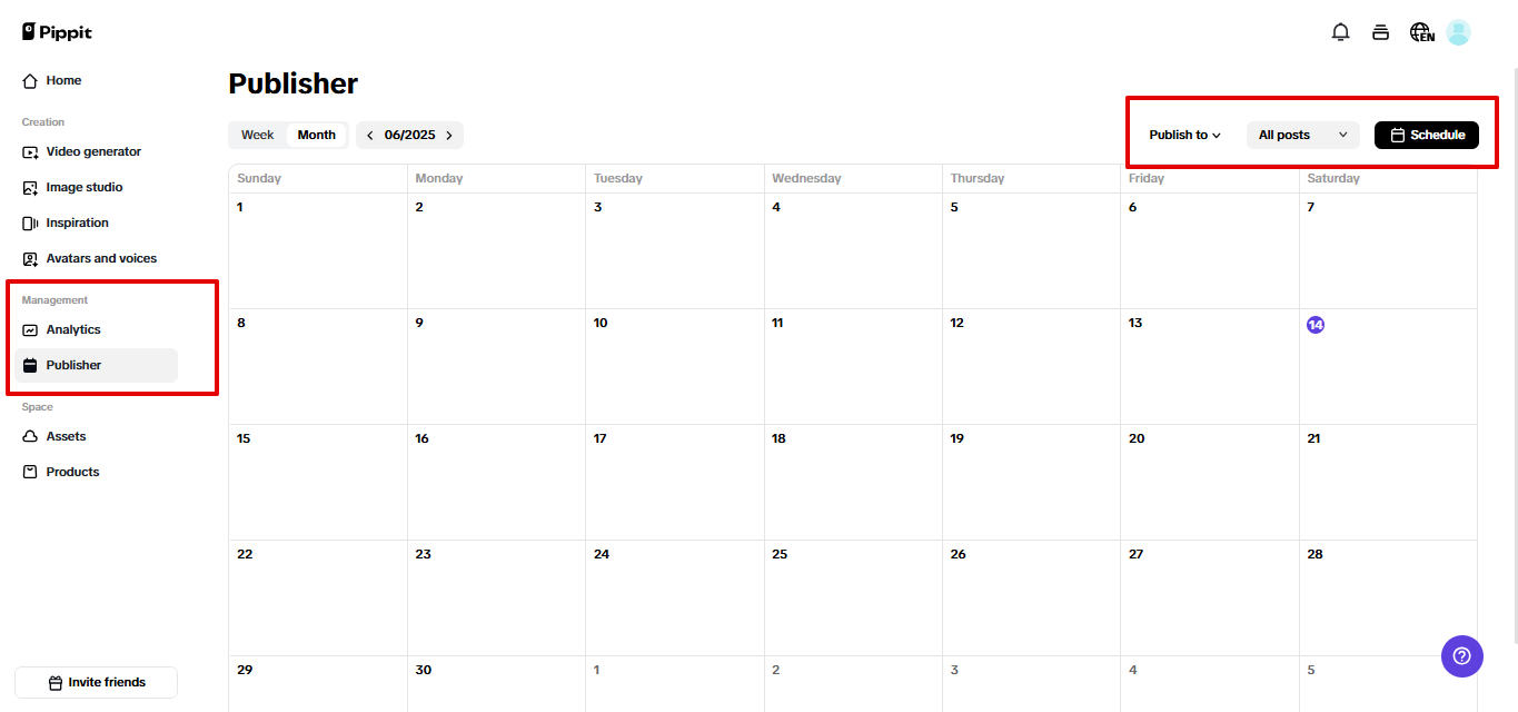 Auto publisher and analytics in Pippit