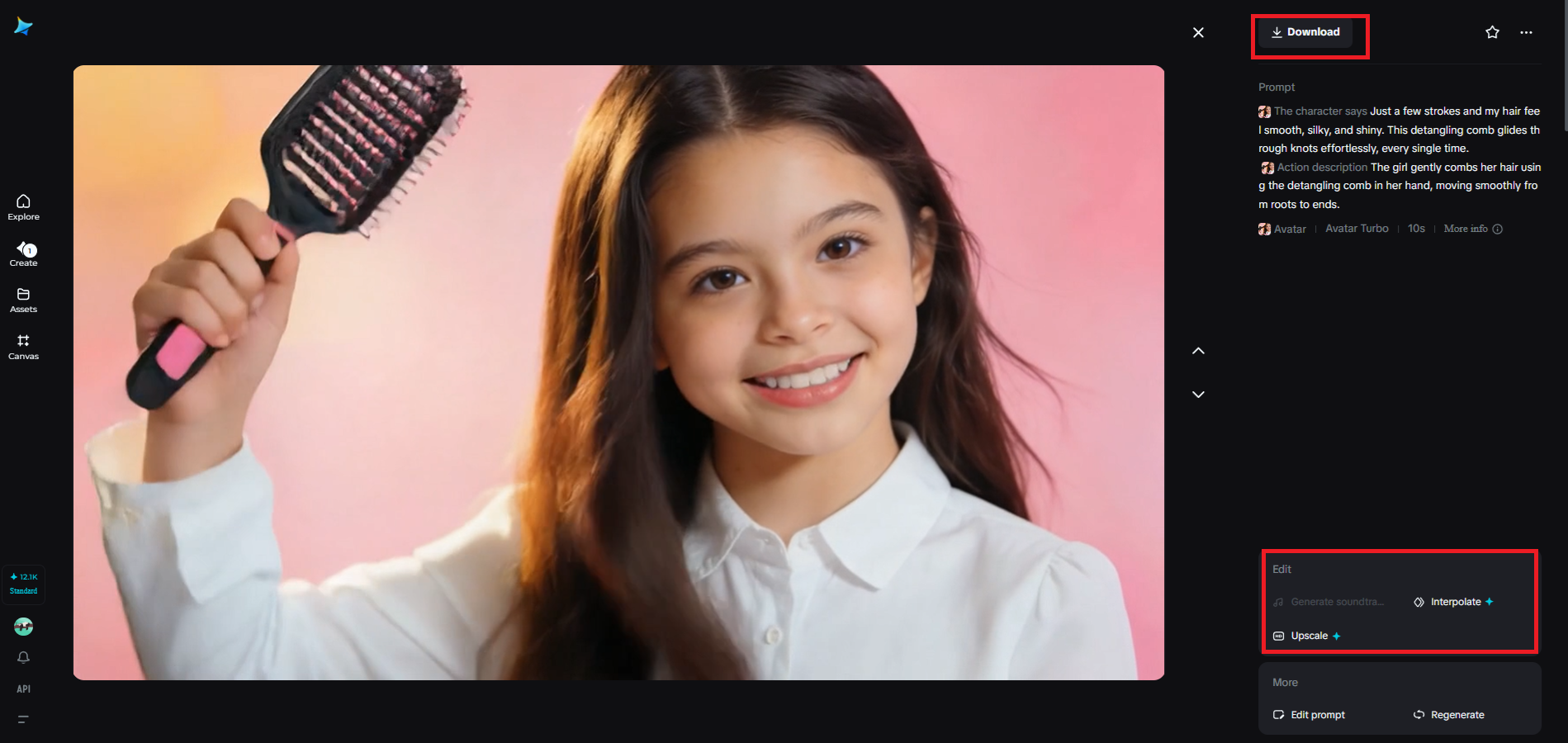 Visualizar, aprimorar e baixar