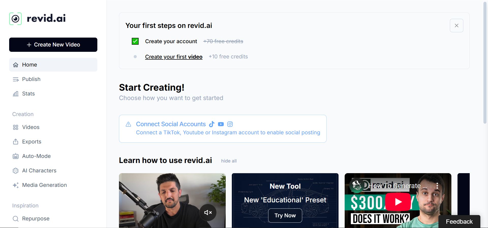 Revid.ai homepage