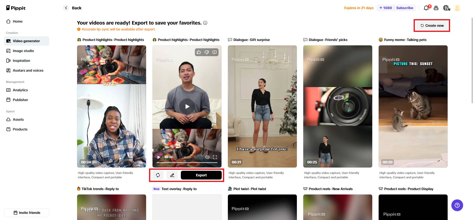 Change, edit, or export your video