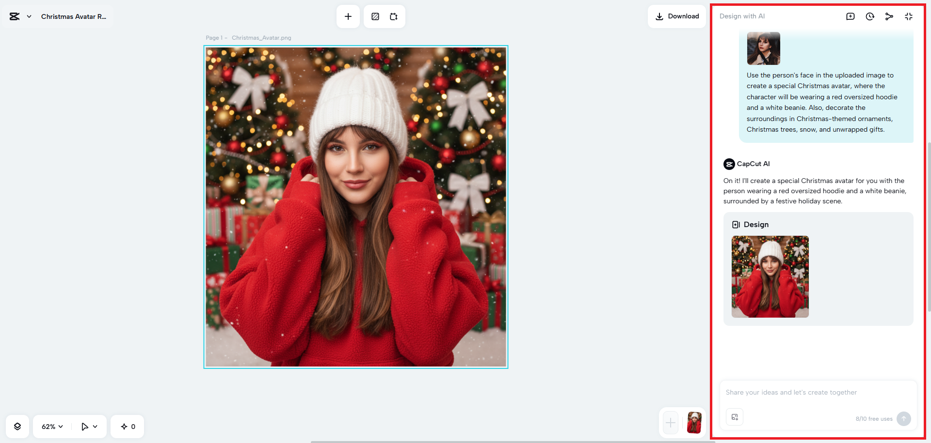 Refine your Christmas-themed avatar image