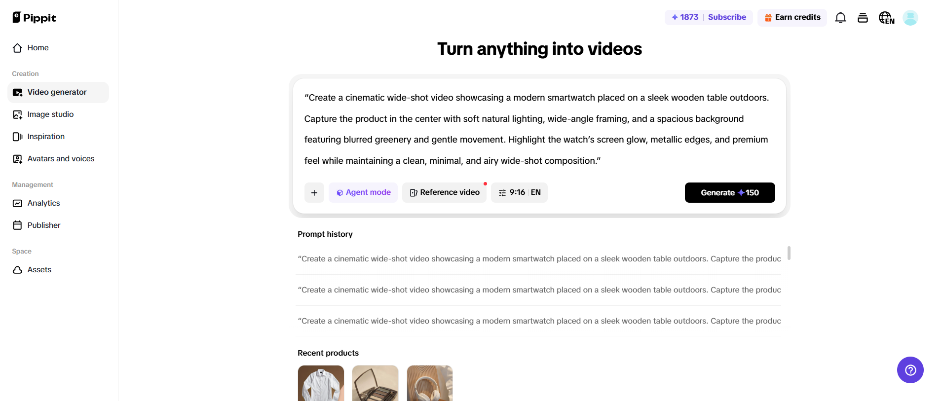 Generate videos from prompt