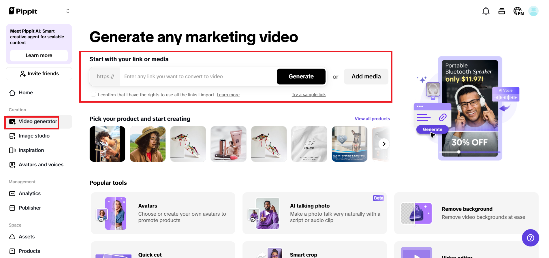One-click video creation