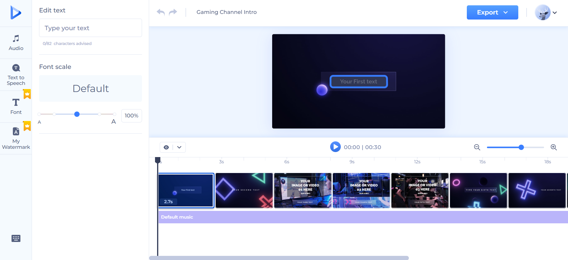 RenderForest video intro interface