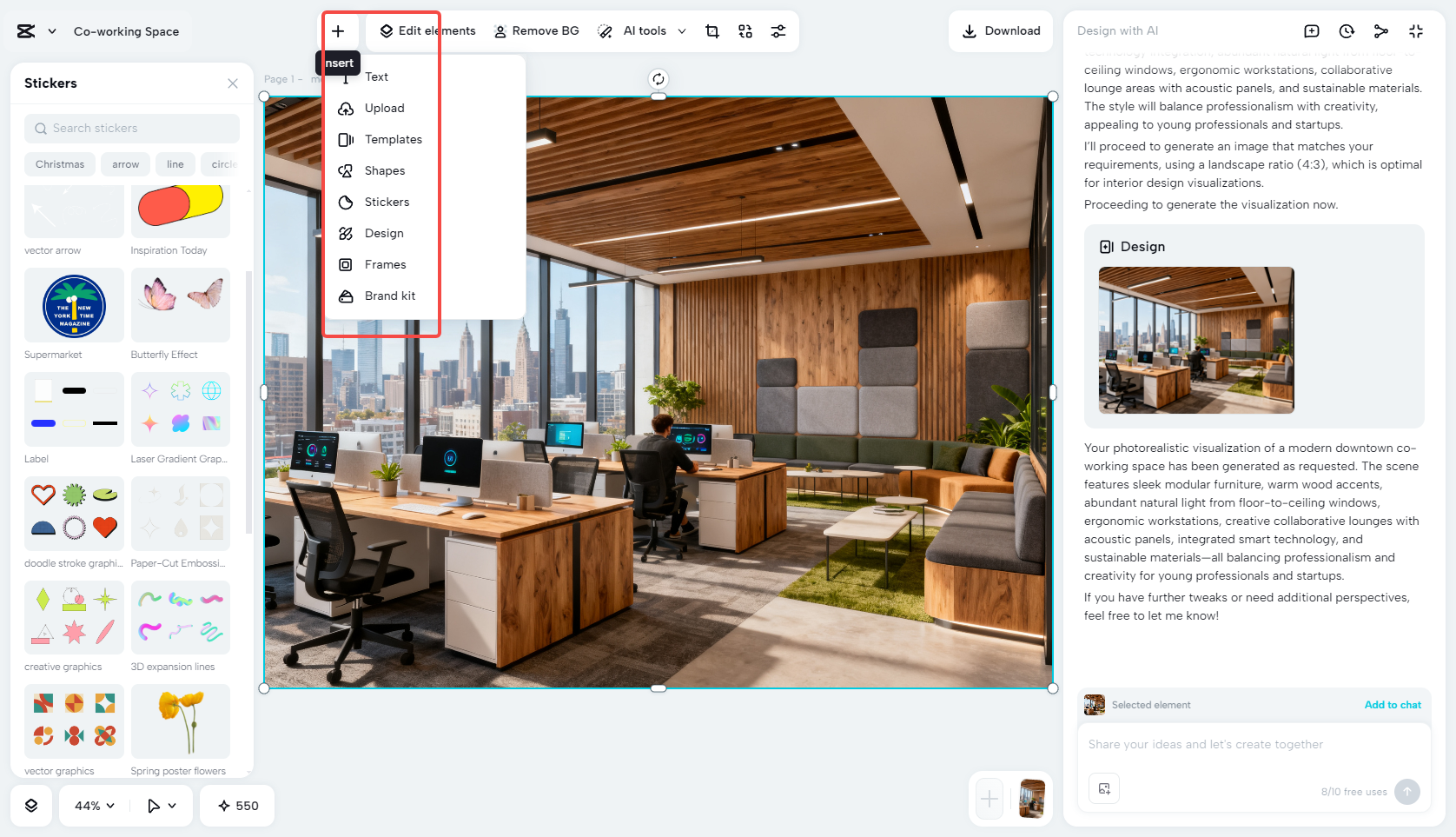 Edit the interior design image