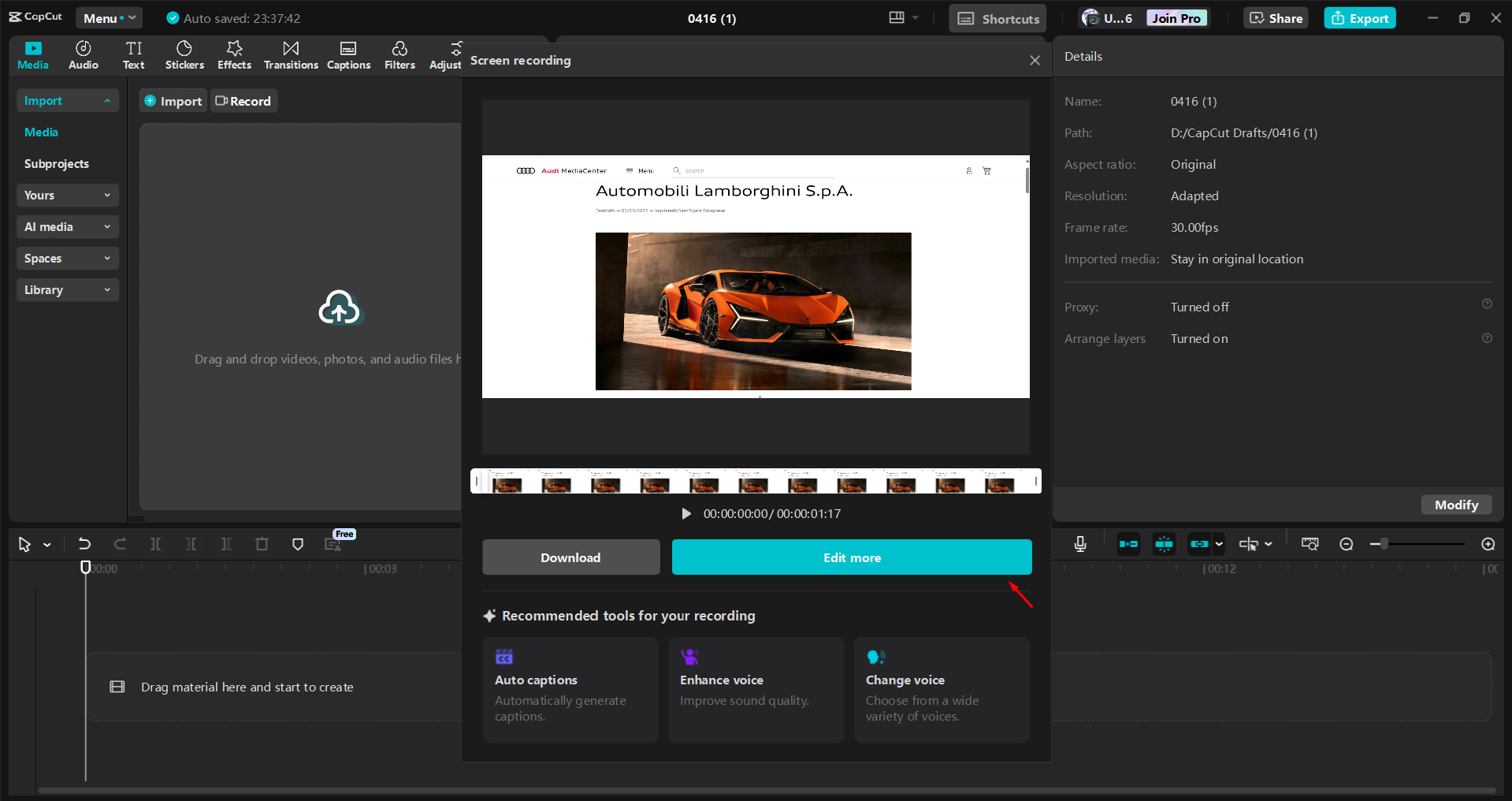 使用CapCut桌面視訊編輯器錄製螢幕