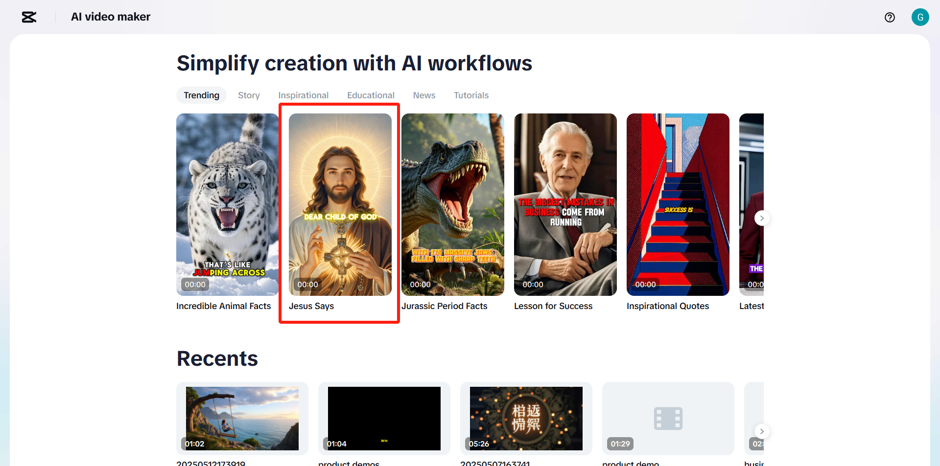 CapCut Web: crea video con l'AI di Gesù