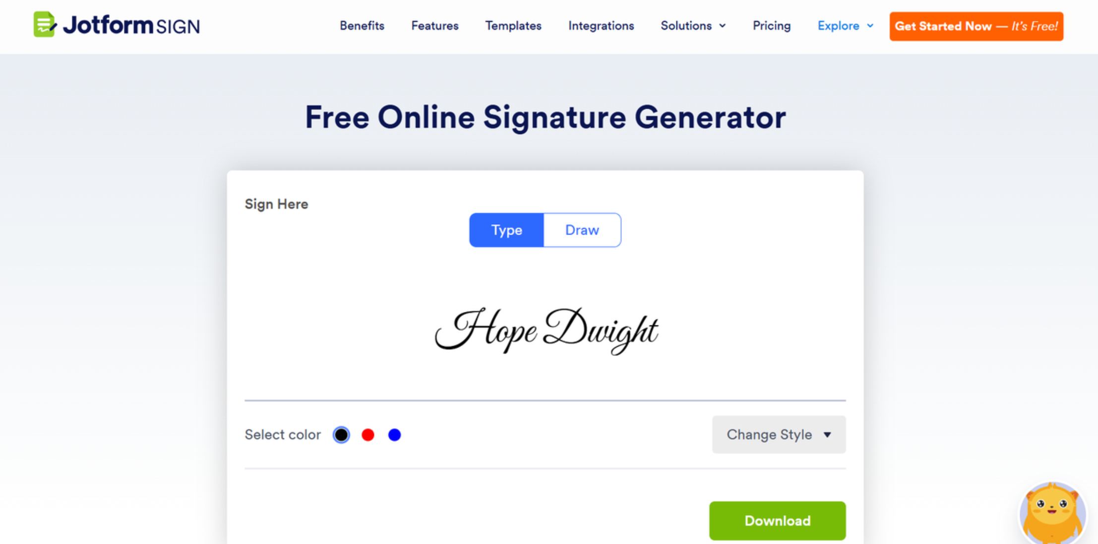 Generator tanda tangan Jotform online