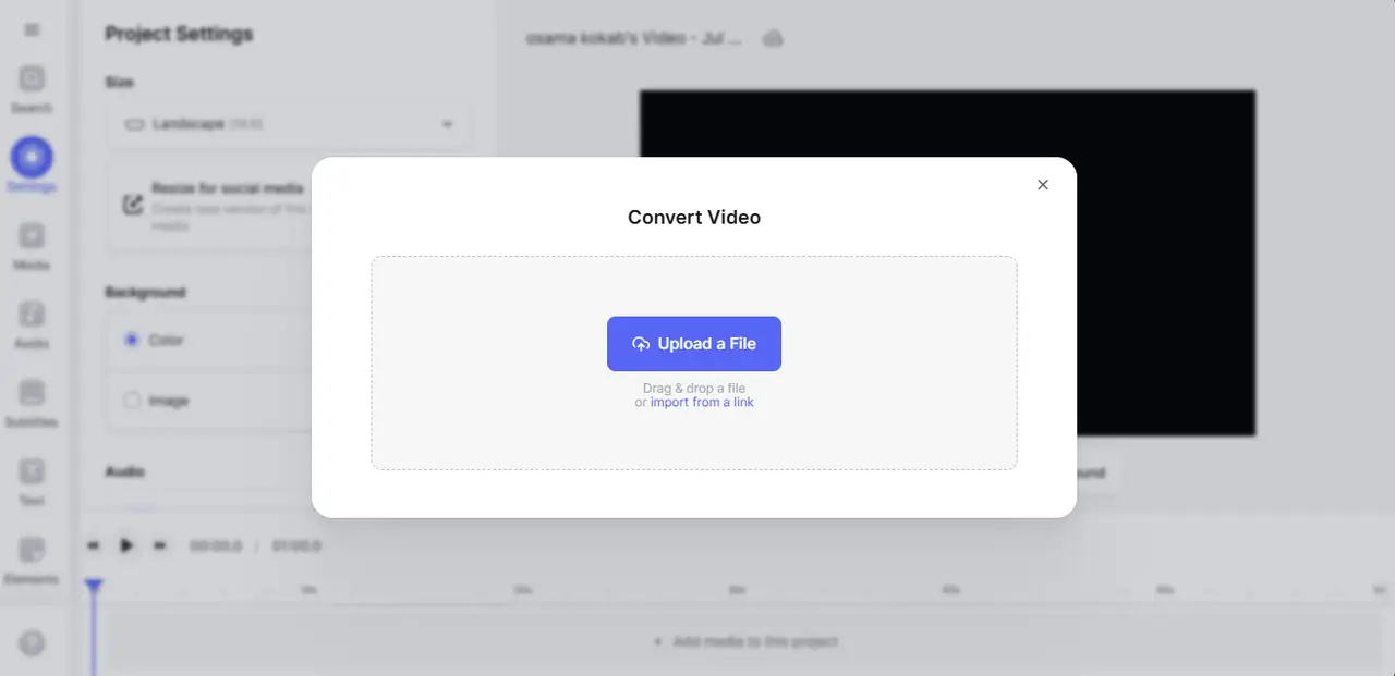Upload a file into Veed.io