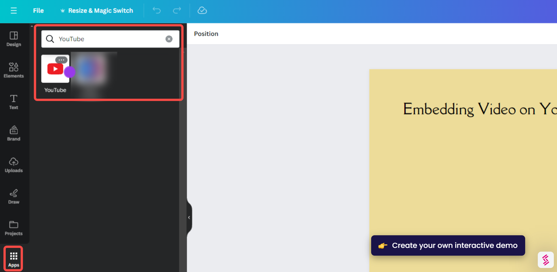 Вбудовування відео YouTube у Canva