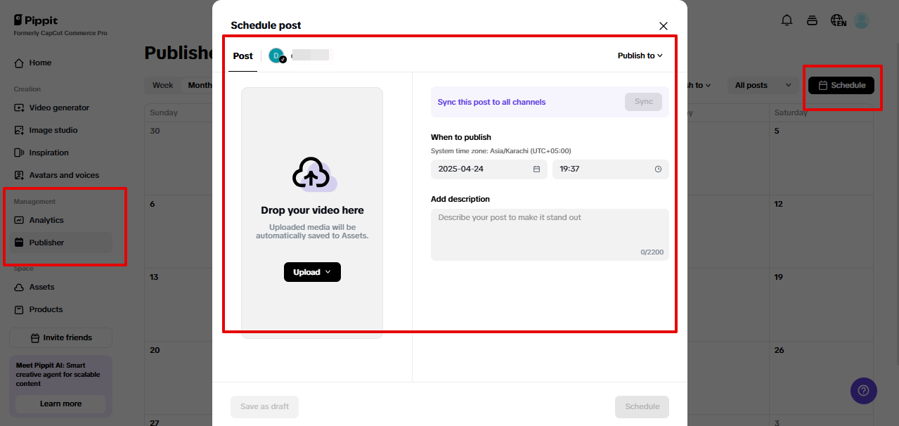 Pippit auto publisher