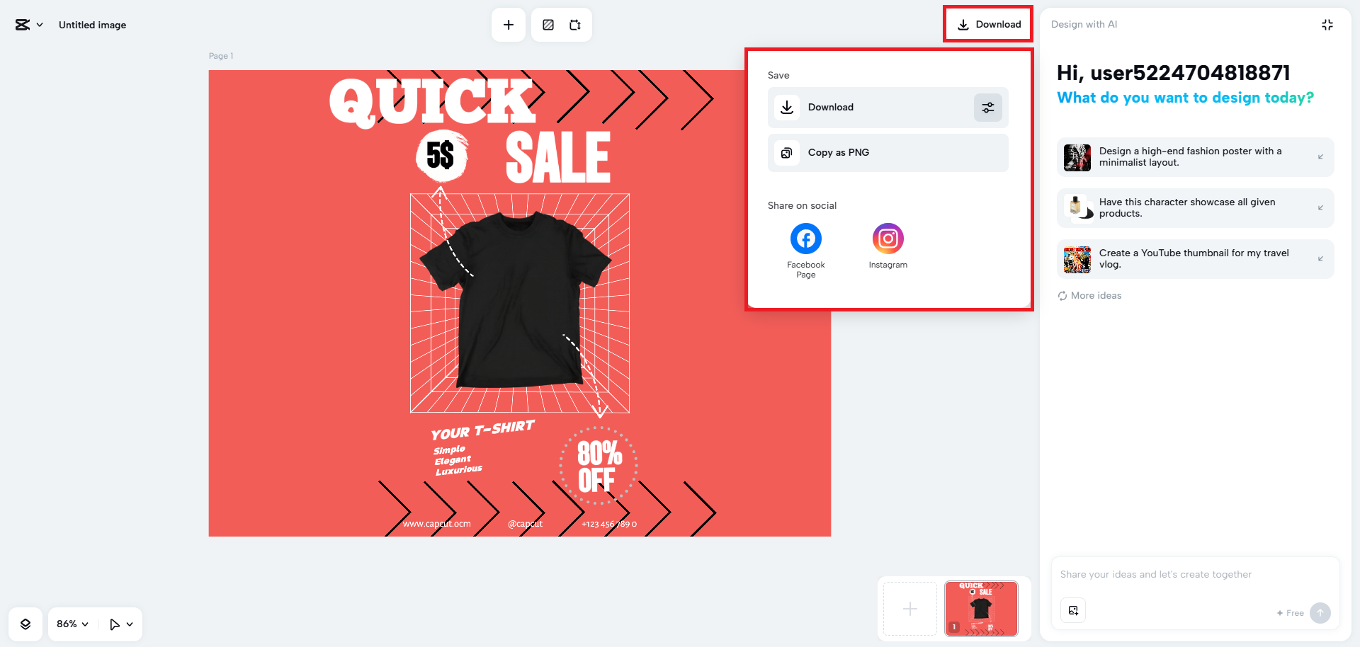 Export or publish your template design image