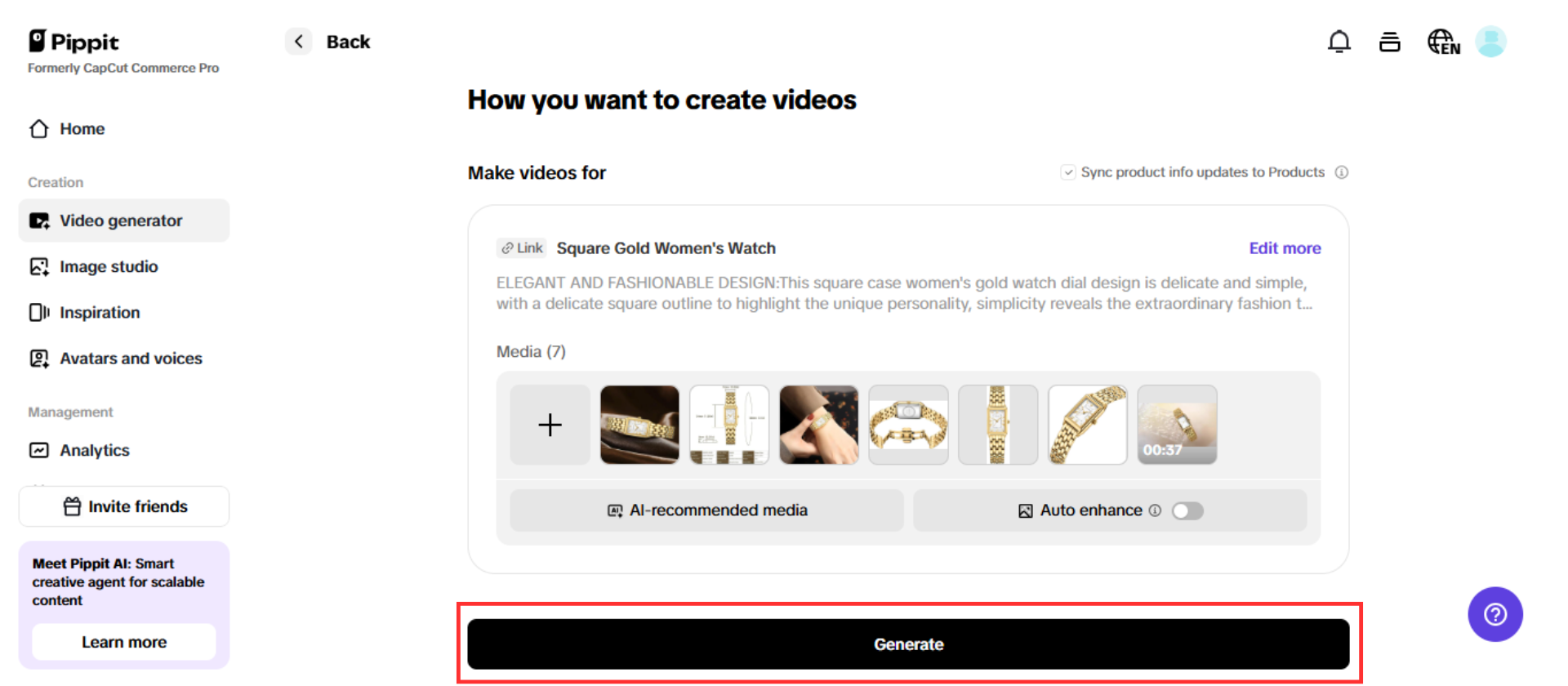 Generate your Temu marketing product video