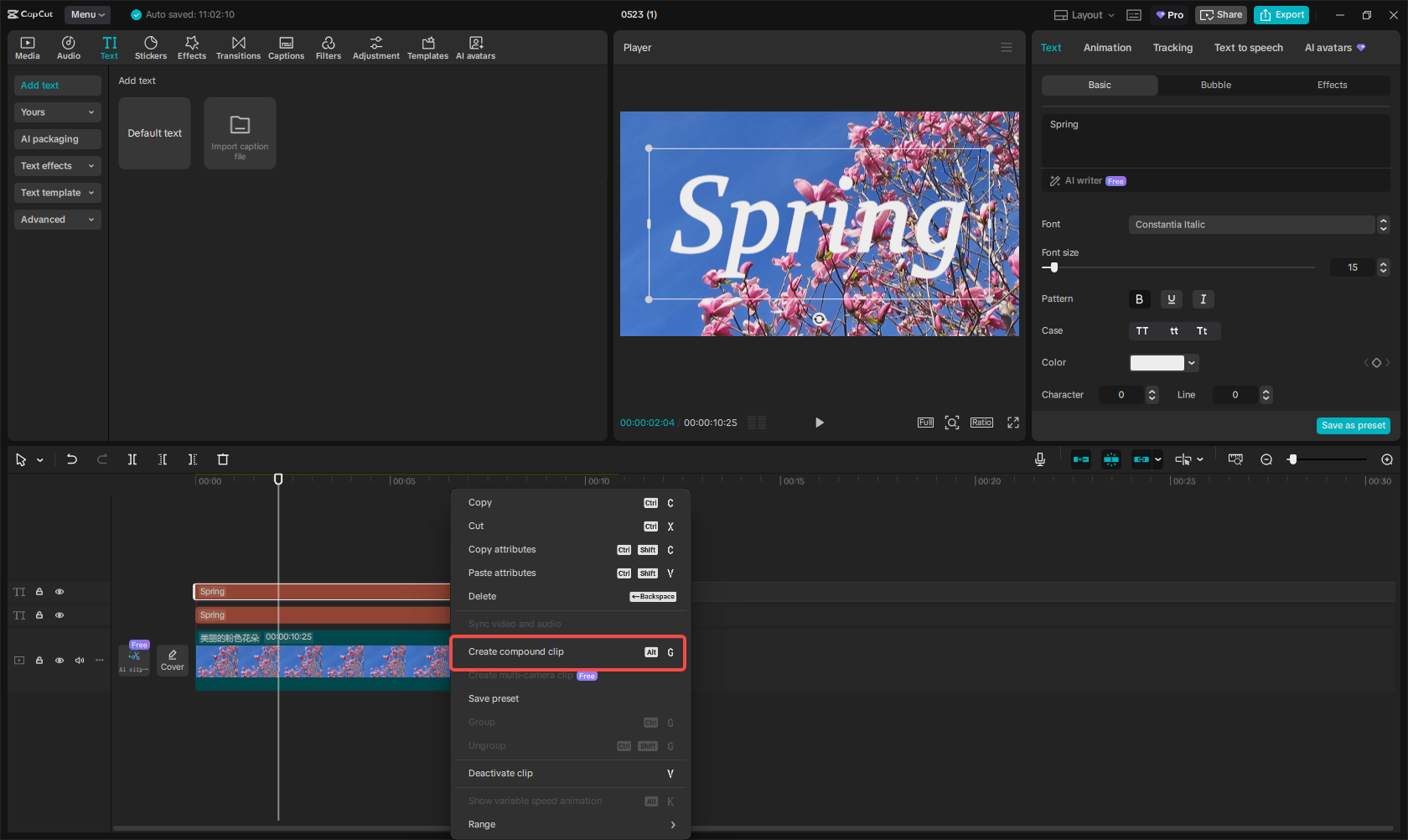 Create a compound clip