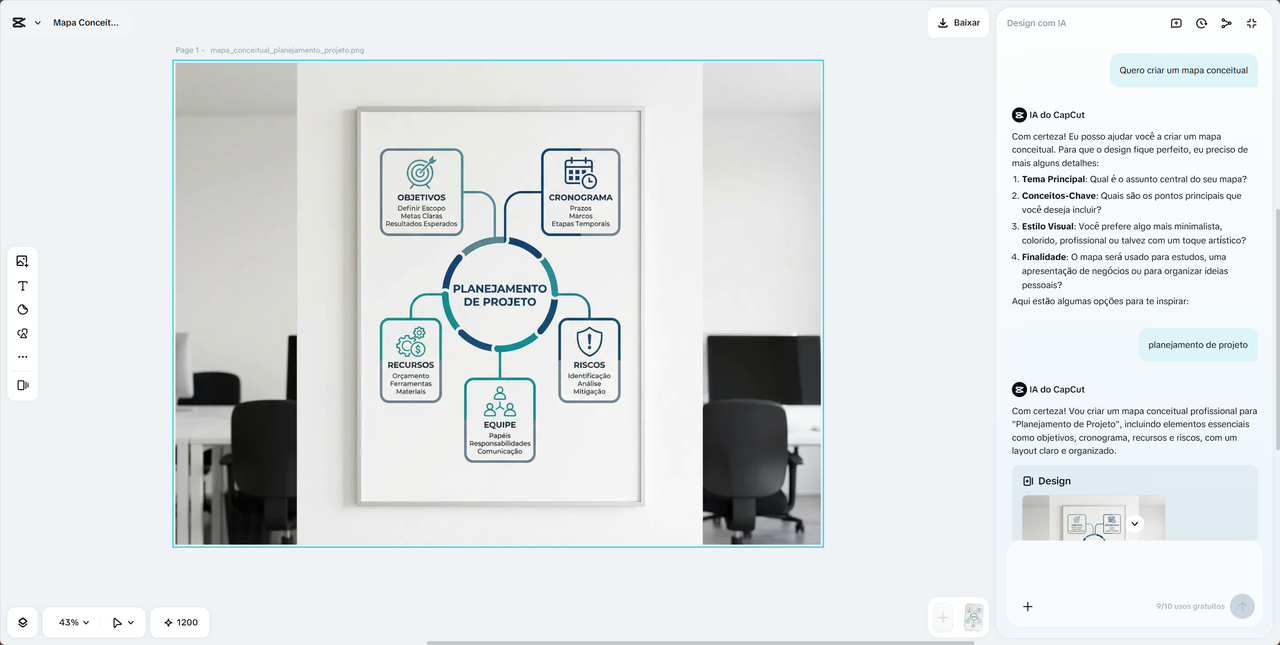 Use o Design de IA do CapCut para criar a estrutura