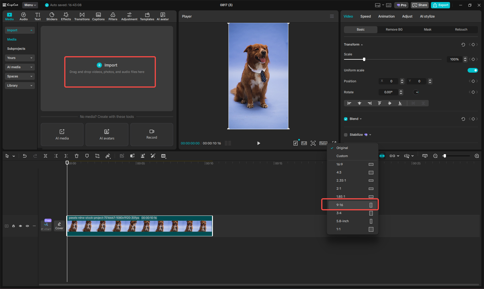Import media files to CapCut