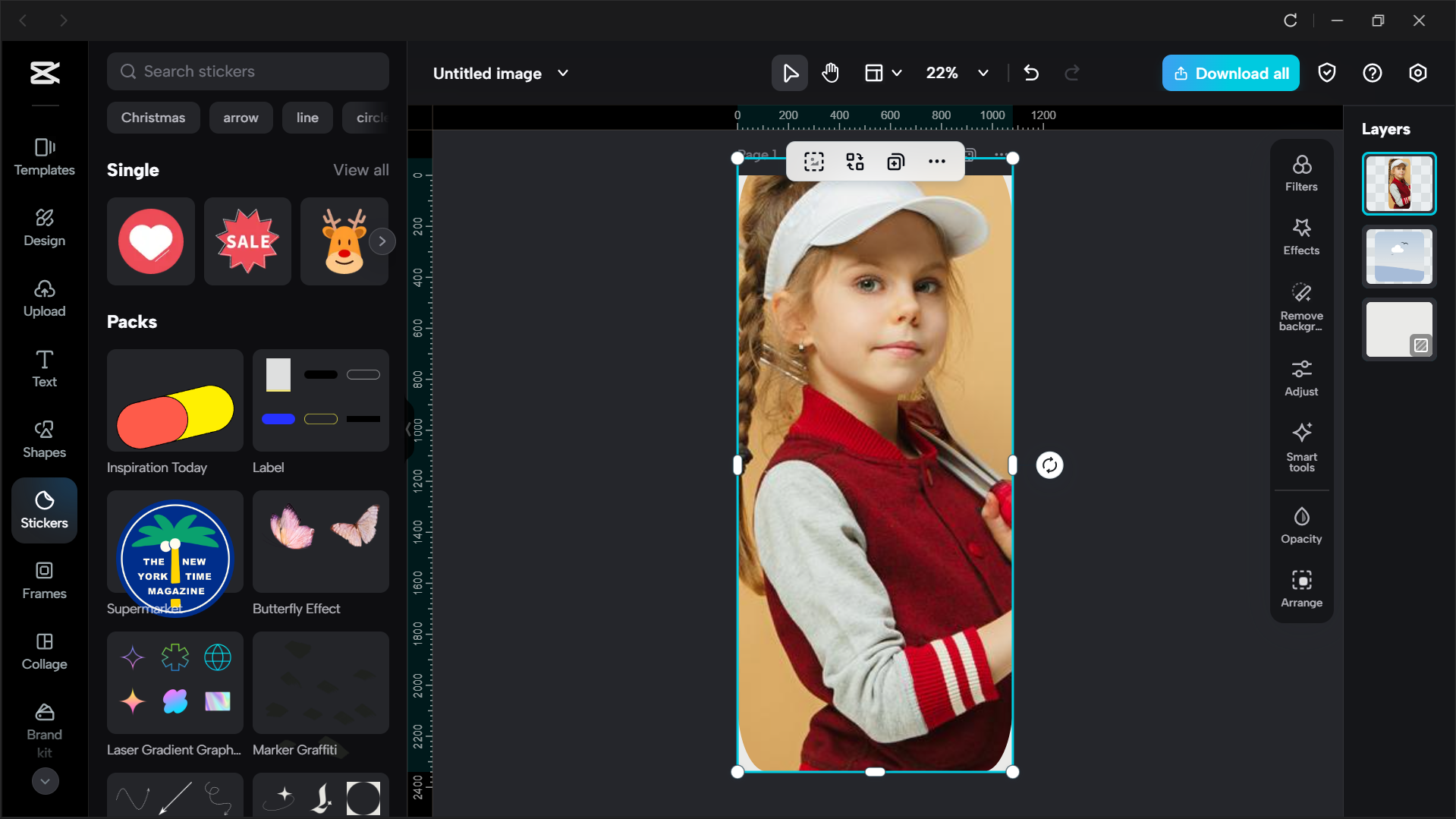 Interface of the Capcut desktop video editor