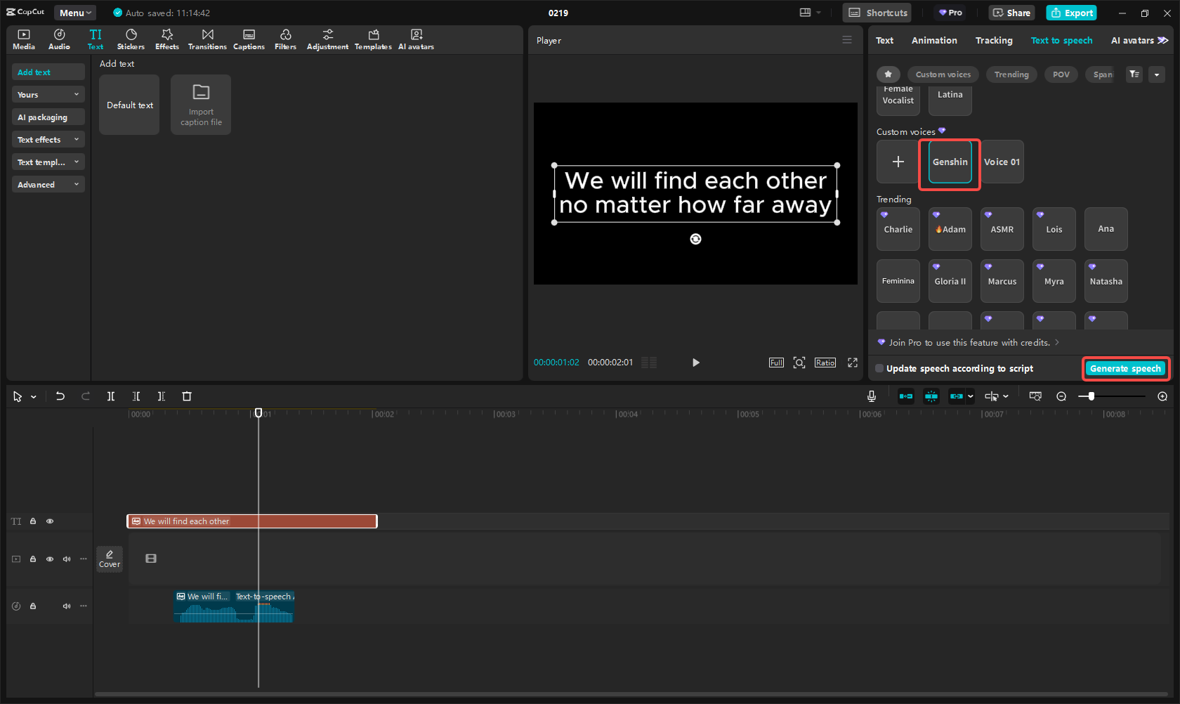 Apply generated voices