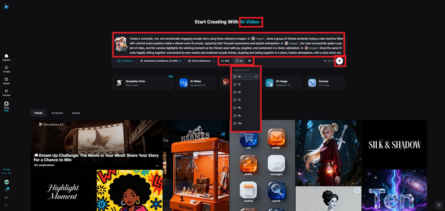 Write your prompt and apply settings