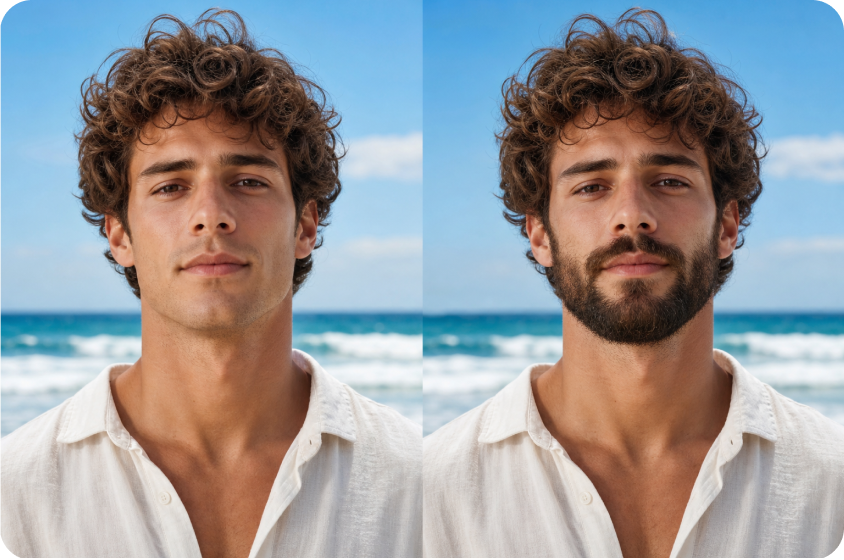 Quick facial hair previews without waiting