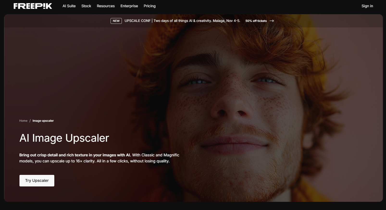 Freepik AI upscale image online