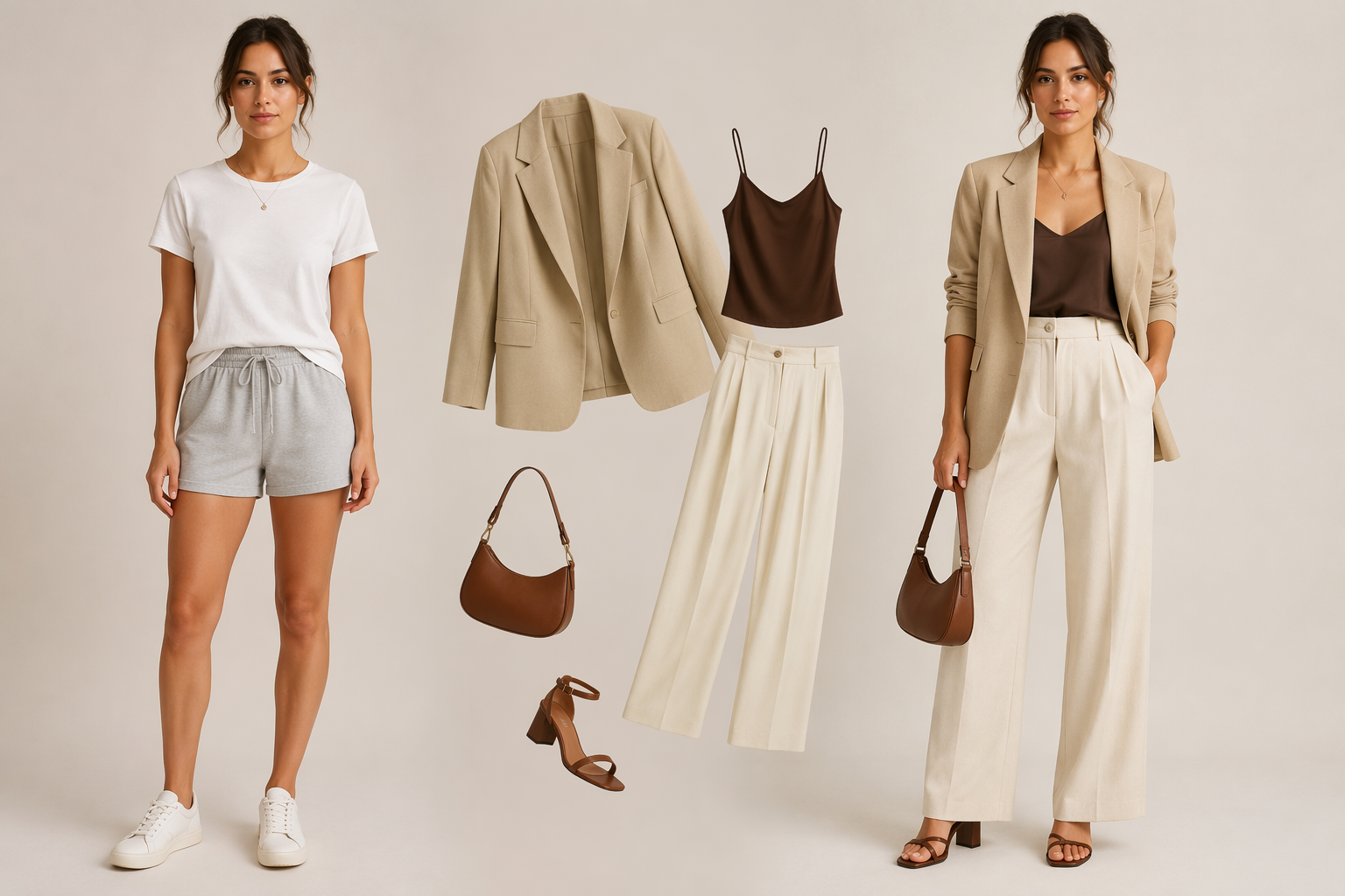 Dreamina AI dressing room prompt example 2: office outfit dressing-room look