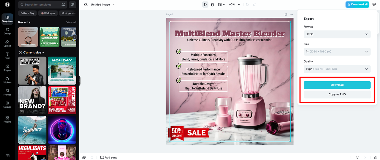 Finalize and export your label