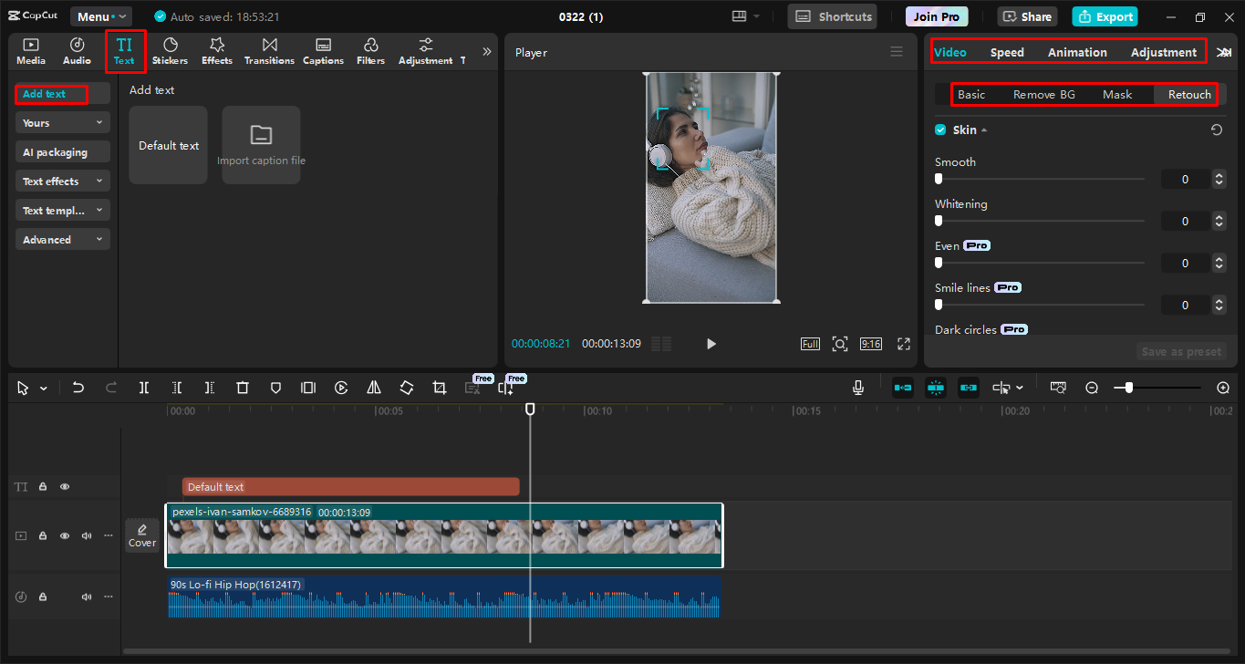Adjusting video in the CapCut desktop video editor