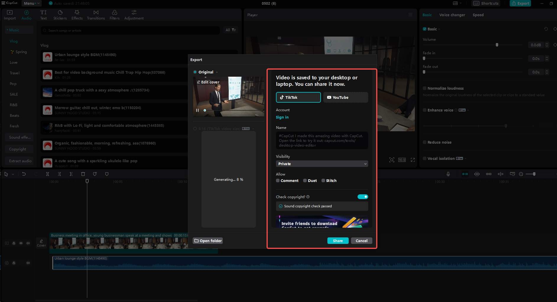 Export and share