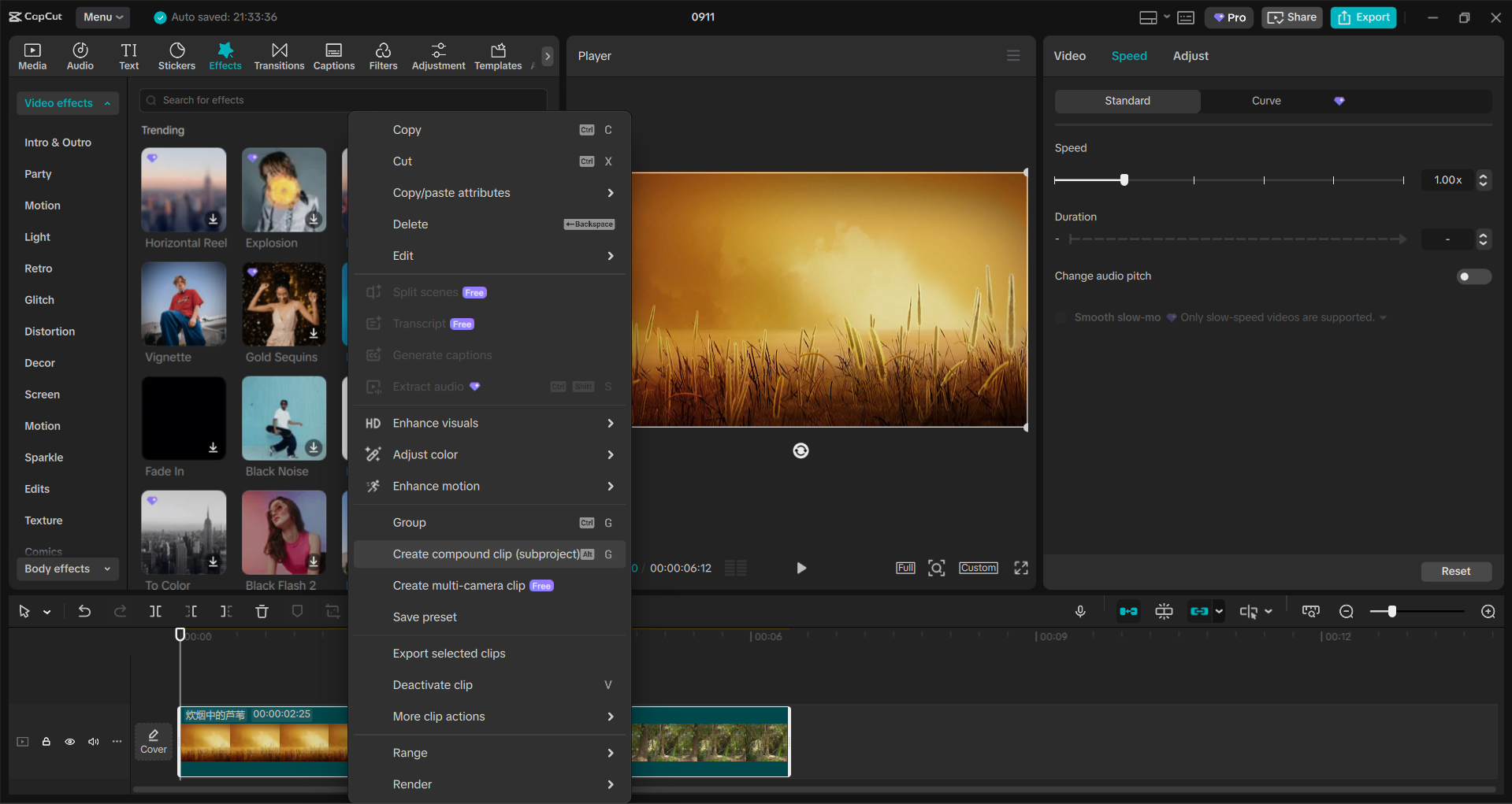Interface ng CapCut desktop video editor - isang offline na tool upang mag-edit ng mga video clip