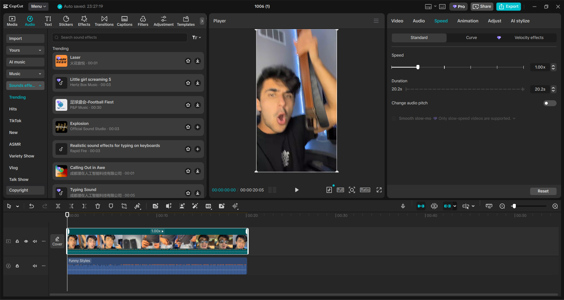 Interface of the CapCut desktop video editor - a fast way to add sound effects to TikTok videos