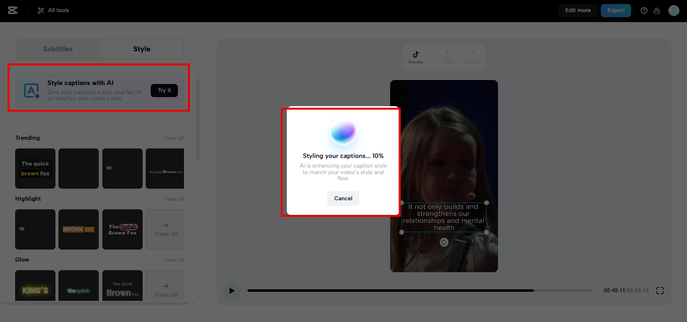 CapCut Web Untertitel mit KI gestalten