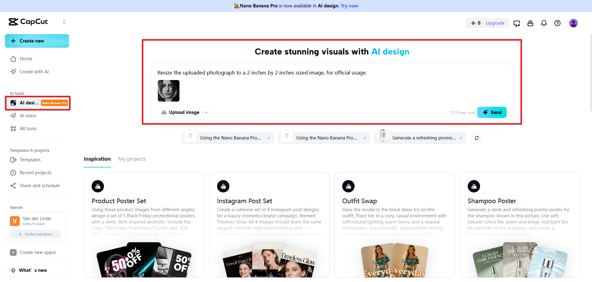 Upload image and provide prompt